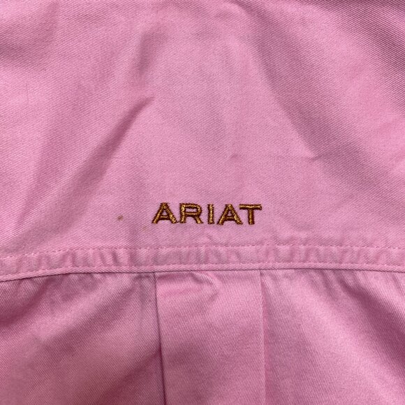 Ariat Shirt Mens 2XL Pink Long Sleeve Oxford Canvas Button Down Workwear - Picture 12 of 12